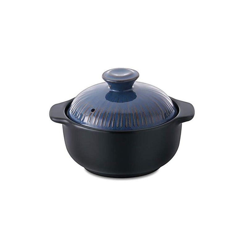 Lucia Kitchen Flower Lucia Natural Glazed Ceramic Porcelain Cookware Hot Pot (Vintage Blue 600ml) - Image 1